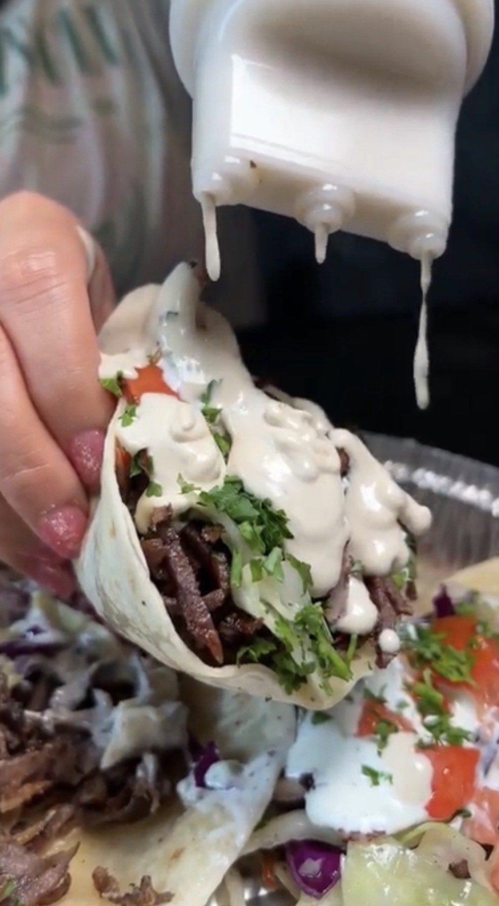 Shawarma wrap with creamy sauce